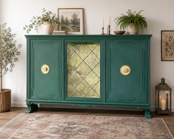 Vintage Cabinet No. 03 | Buffet in Hollywood Regency style | Handcrafted in elegant emerald green | Unique (photo 8 of 8)