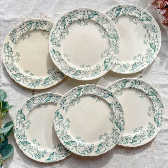 Set di 6 Piatti Piani Antichi in Ironstone "Lilac" – Longchamp XIX Secolo – Stoviglie, Vintage (photo 2 of 14)