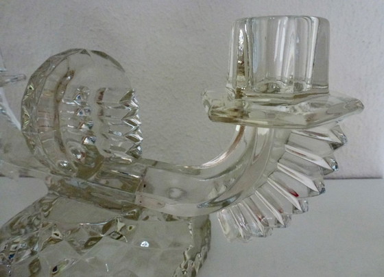 Image 1 of 2 bougeoirs en verre pressé Art Déco Feigl & Morawetz