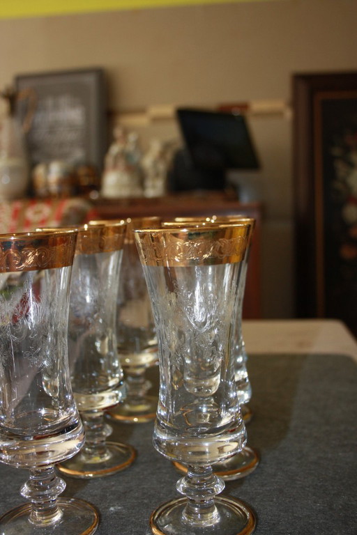 🍾 6 original Murano Medici champagne glasses - with gold rim - Antiques 🍾