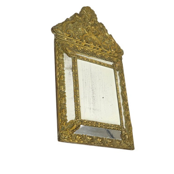 Image 1 of Miroir à coussin ancien Miroir Repousse France