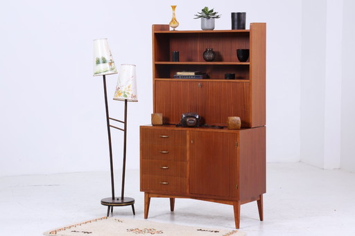Rare Étagère Vintage Années 60 | Mid Century Armoire à étagères Tiroirs Rétro Bois Rangement #07-69