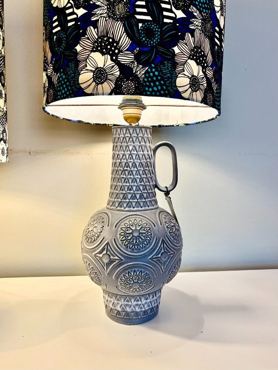 Image 1 of  2er Set brutalistische Keramik Vasenlampen, Bodo Mans für Bay Keramik, West Germany, 1960er