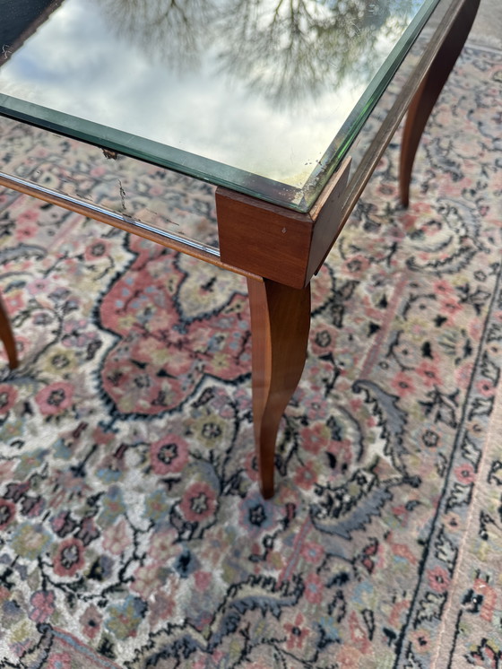 Image 1 of Small wooden coffee table and mirror from the 1950s