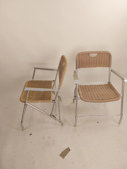 1 set di 2 sedie pieghevoli Hilbrant Tosso del Mar Italia anni '60