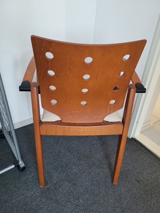 Image 1 of Stoel - Fauteuil Kusch+Co in hout met creme stof