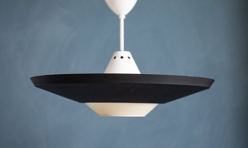 Lampada a sospensione vintage Philips in bianco e nero di Louis Kalff