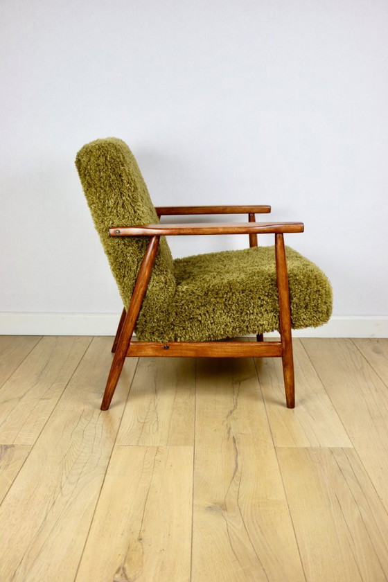 Image 1 of Vintage armchair, 1970s, fox - high pile Camel Olive Dark Khaki
