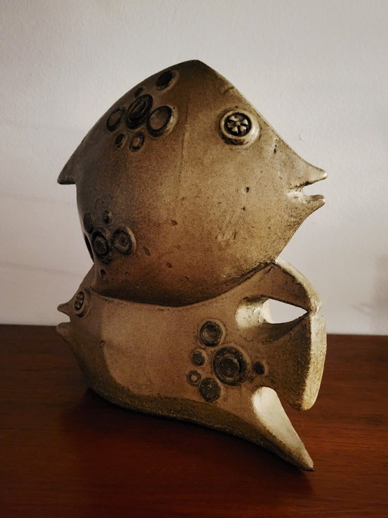 Brutalist ceramic fish sculpture, Emiel (Emmanuel) Laskaris (1960s/1970s), Signed, Decorative Objects (photo 3 of 8)