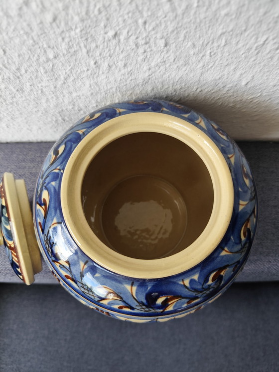 Image 1 of Vintage koektrommel van handbeschilderd keramiek, collector's item