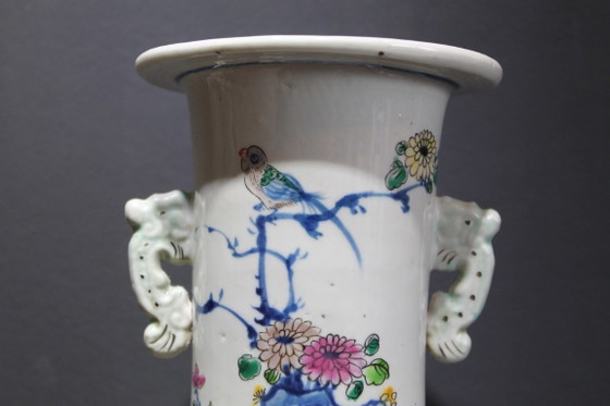 Antique Chinese Rouleau Vase – Ceramic, Porcelain (photo 4 of 16)