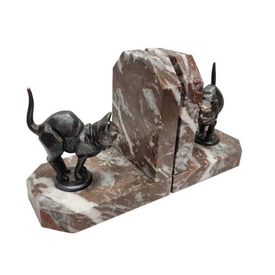 Image 1 of Art Deco bookends with cat