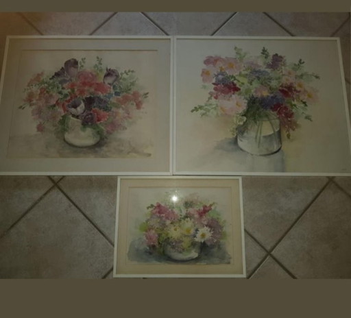 Coos Buitenhuis-Everaarts Watercolors 3 Panels