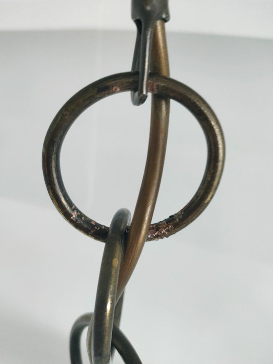 Image 1 of Vintage 'Hollywood Regency/Fazzoletto Style' glass pendant lamp
