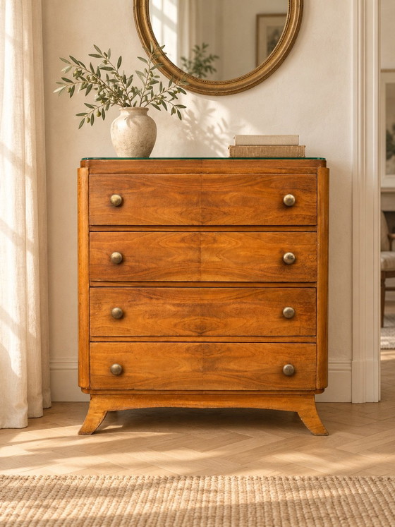 Walnut Art Deco Chest of drawers 50s vintage/retro, Wood, Brown (photo 9 of 9)
