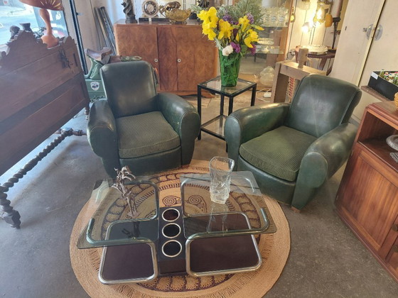 Image 1 of Pair of leather club chairs