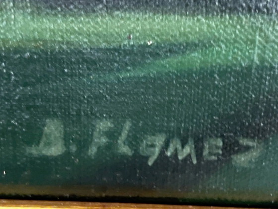 Schilderij gesigneerd "Stilleven met seringen". – Schilderijen & Tekeningen, Canvas (photo 4 of 7)
