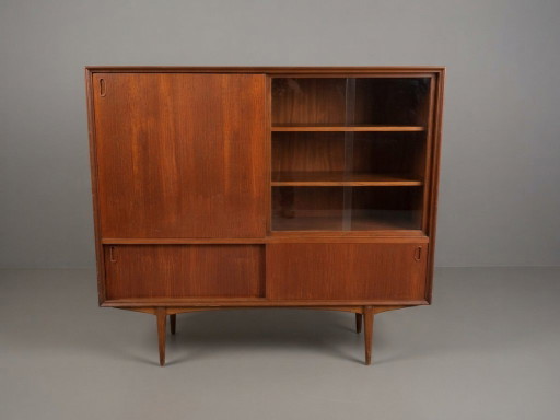 Oswald Vermaercke "Paola" Teak Highboard für V-Form, Belgien 1959