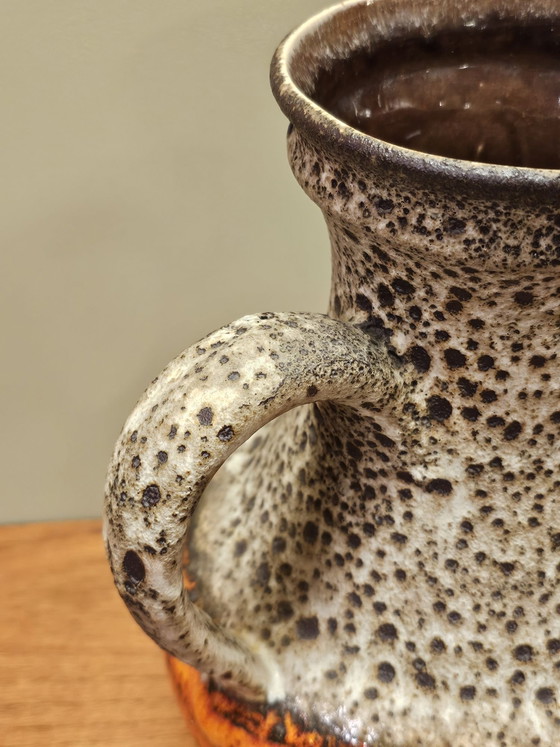 Ü-keramiek Orange West Germany Vintage Handled Vase, Ceramic, Brown (photo 10 of 12)