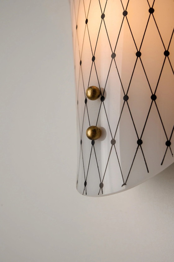 Diamond Pattern Acrylic and Brass Wall Sconces, Italy, Wall lights, Metal, Black (photo 8 of 12)