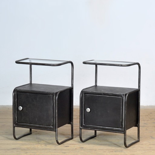 Set ijzeren nachtkastjes, jaren 50