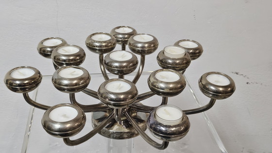 Image 1 of Fink MANUFAKTUR Kandelaar Theelichthouder SHORTLIGHT 15-vlams verzilverd