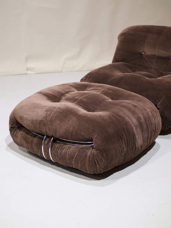 Image 1 of Sillón y hocker Soriana Cassina marrón Italia años 70