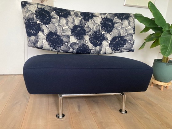 Image 1 of Leolux Akka, Liebessitz und Chaisse Longue, blau mit Blume