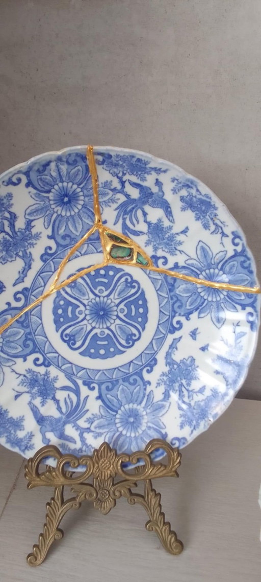 Kintsugi antique Japanese plate