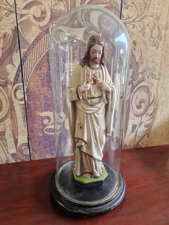 Image 1 of Antique bell jar with Joseph