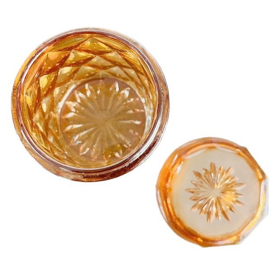 Image 1 of Artdeco carnival kristal sieradendoos iriserend oranje 1930's