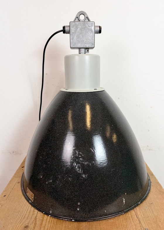 Image 1 of Große industrielle Emaille-Fabrik-Hängeleuchte von Elektrosvit, 1960er Jahre