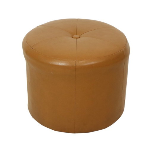 Pouf rotondo vintage color cammello