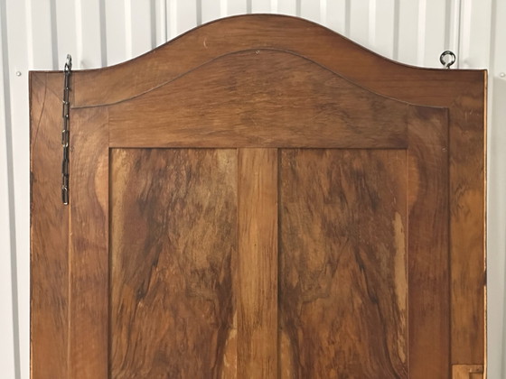 Large antique curved oak mirror, beveled glass, 138 × 83 cm, Wood, Brown (photo 15 of 15)