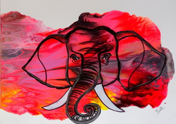 Elephant 1 Pink – Paintings & Drawings, Paper (photo 5 of 5)