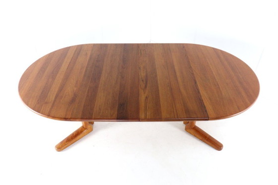Image 1 of Deense ronde 2x verlengbare eettafel gerestaureerd vintage teak