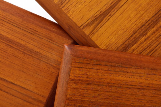 Image 1 of Set of 3 Teak Nesting Tables – 1970s Danish Mid-Century Modern Design, Vintage Side Tables, Scandinavian Teak Furniture