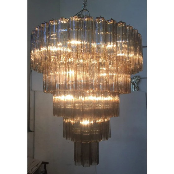 Image 1 of Lámpara de techo con baúles de cristal de Murano ahumado hechos a mano