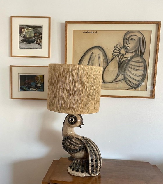 Image 1 of Zoomorphic stoneware lamp from the 1970s