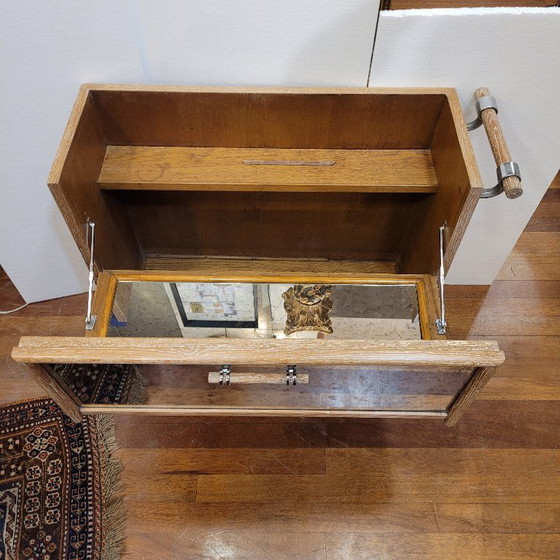 Image 1 of Meuble bar style Art déco, bois de chêne, années 80 – France