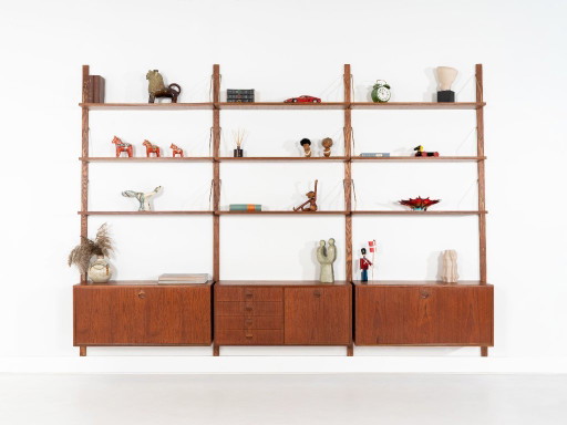 Modulaire wandkast van teakhout, Deens design, jaren 60, ontworpen door Rud Thygesen en Johnny Sørensen, (photo 2 of 21)