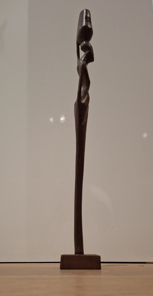 African vintage abstract wooden handmade sculpture woman