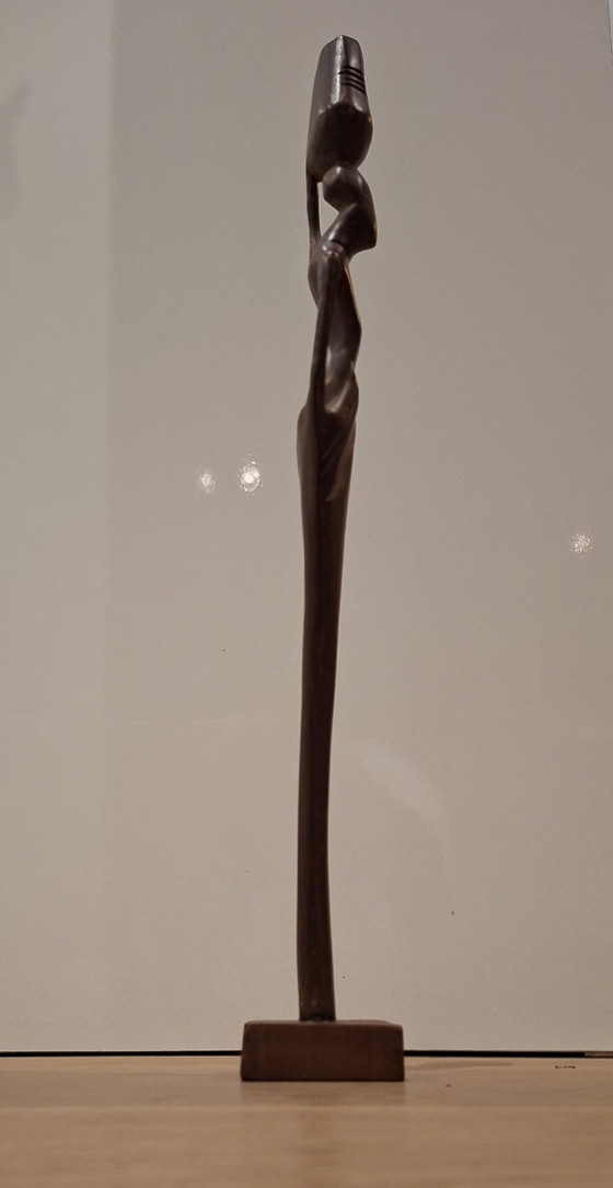 Image 1 of Afrikaans vintage abstract houten handgemaakt beeld vrouw