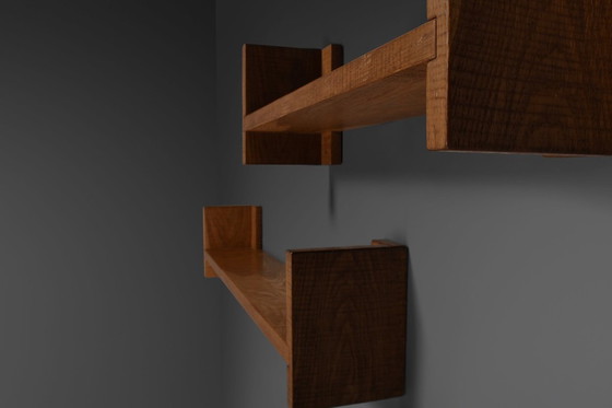 Image 1 of Beautiful Oak Wood Giuseppe Rivadossi Shelves, Italy 1970s