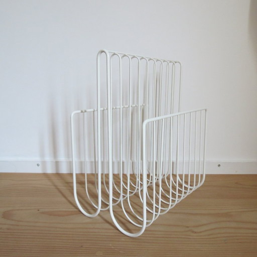 Vintage White Metal Magazine Rack 1990s