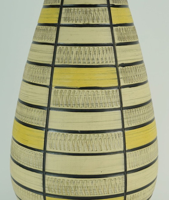 Image 1 of large west german mid century vase 1950s FLOOR VASE model no. 103/40 with scraffito decoration