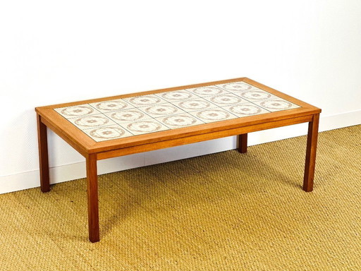 Scandinavian coffee table in teak and ceramic, 1960