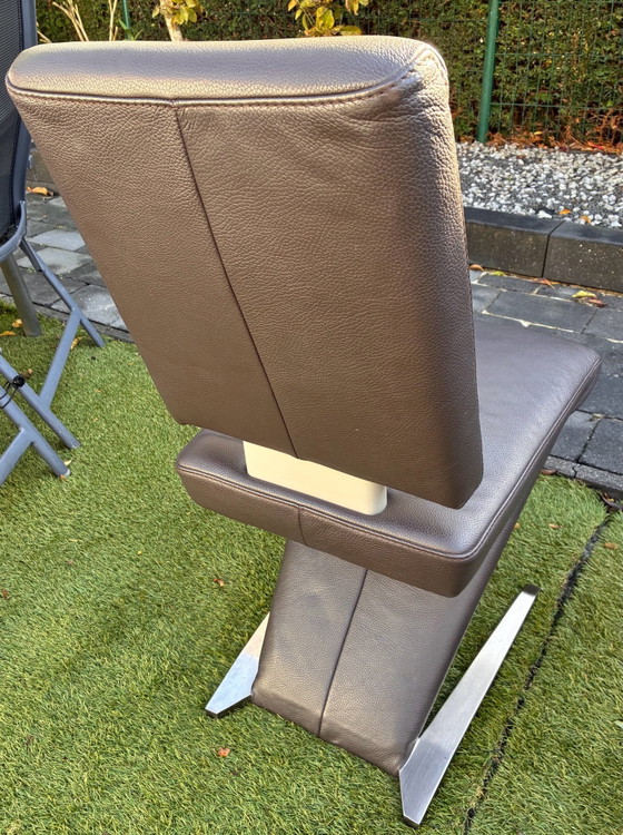 Two design dining chairs, Musterring, Leather, Chrome, Brown (photo 5 of 14)
