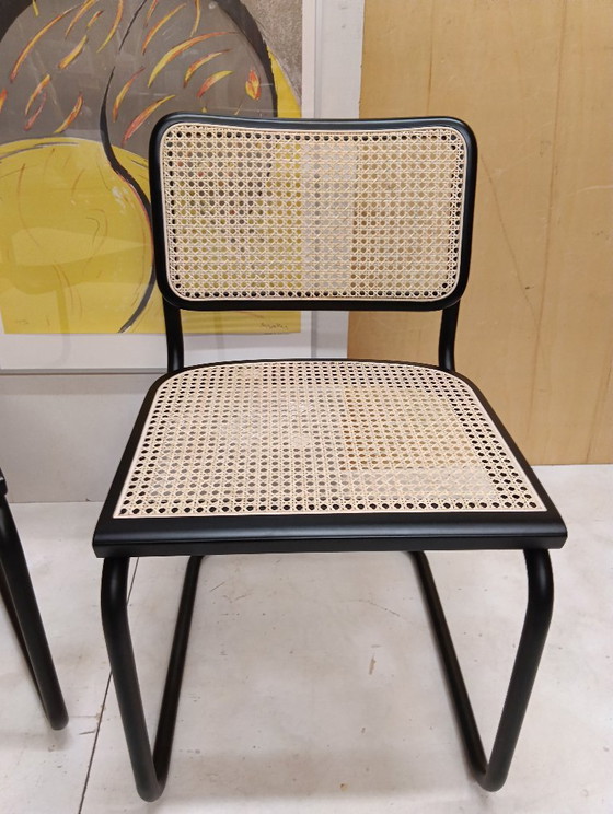 Image 1 of ALIVARMVSEVM 104. SET of 2 CESCA B32 Chairs (NEW) in Black Frame Limited Edition 