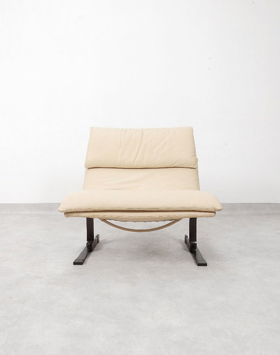 Image 1 of  Saporiti Onda Stuhl – cremefarbenes Leder 